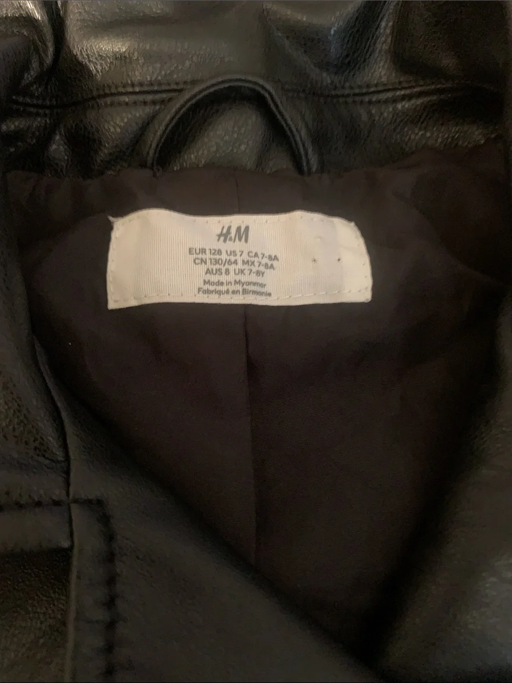 H&M Black Faux Leather Moto Jacket for Kids